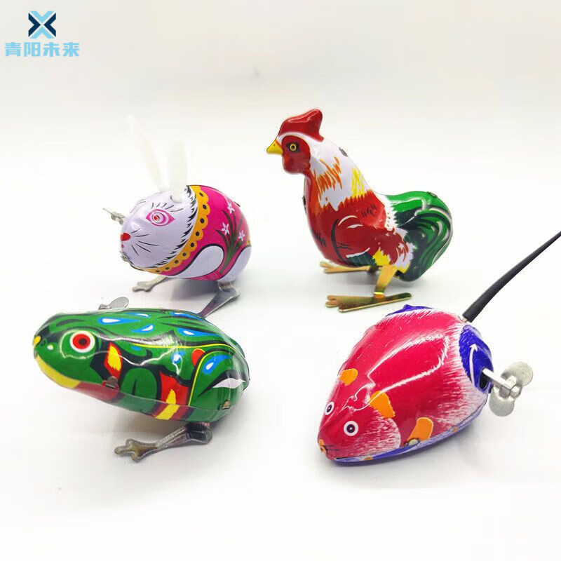 好沐音(haomuyin)怀旧玩具7080年代铁皮青蛙上链跳跳蛙经典发条玩具