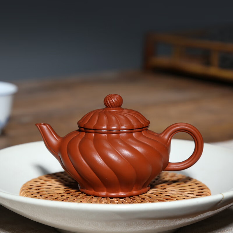 一茗金砂宜兴紫砂壶名家收藏超小螺旋筋纹筋囊器茶壶原矿老朱泥120cc