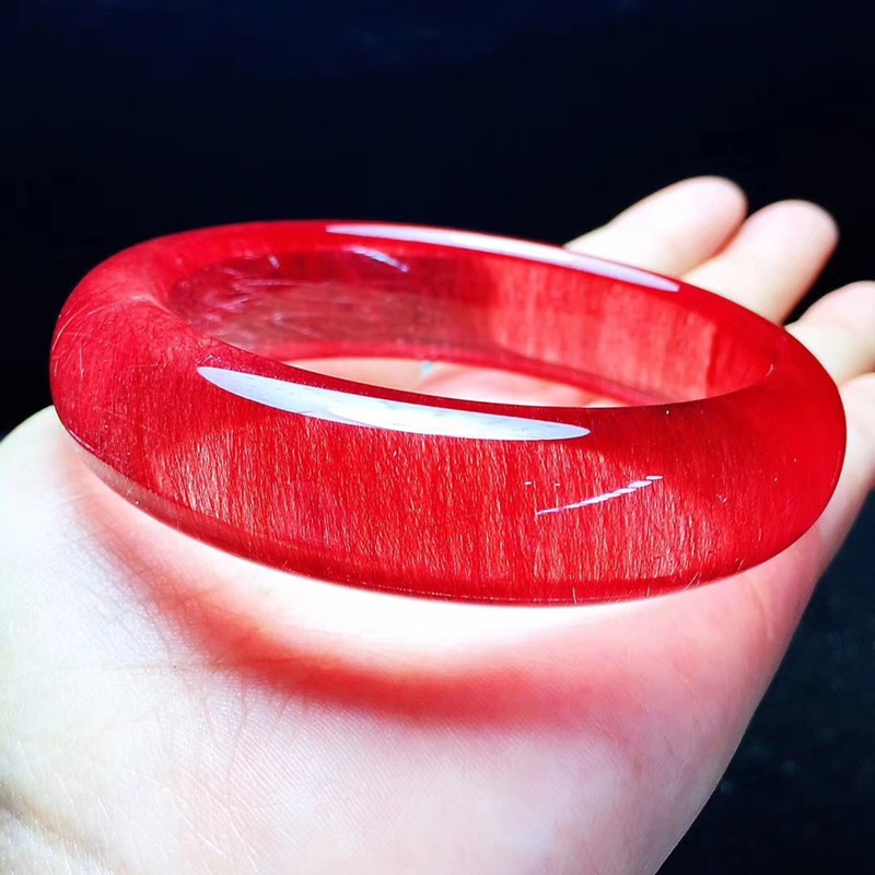 君政收藏款红顺发红发晶红兔毛猫眼手镯水润透亮上手高贵大气上档次