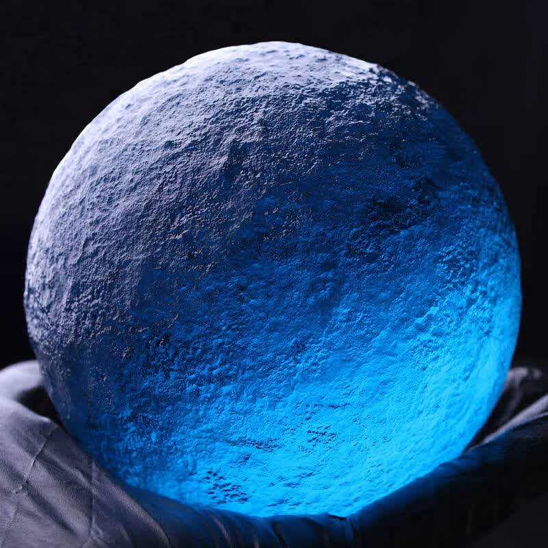 天然捷克宝石蓝陨石手把件 家居办公摆件宇宙超大圆球陨星能量 直径约