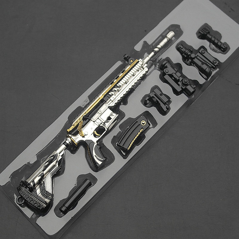 akm m416 98k awm枪模皮肤钥匙扣 22厘米黄金龙骨m416 吸塑卡纸包装