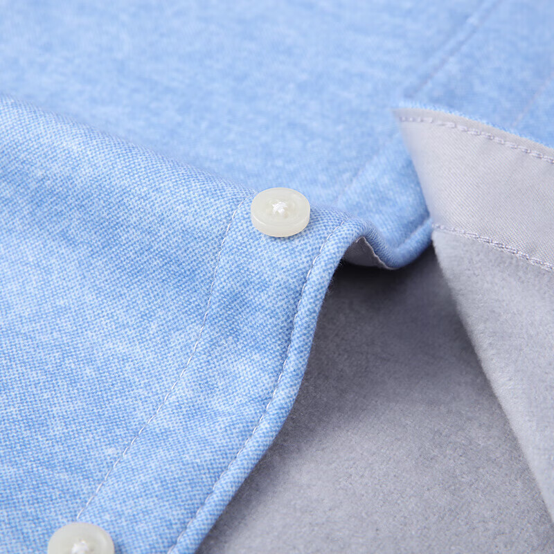 罗蒙(ROMON)加绒加厚保暖衬衫男秋冬新款中青年商务休闲百搭男士衬衣 蓝色 XL