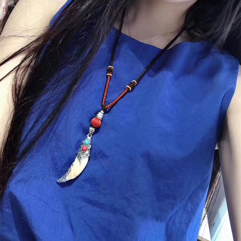 蓝蕊静狼牙吊坠925银镀金项链男女个性饰品吴京战狼挂饰藏獒牙吊饰 1