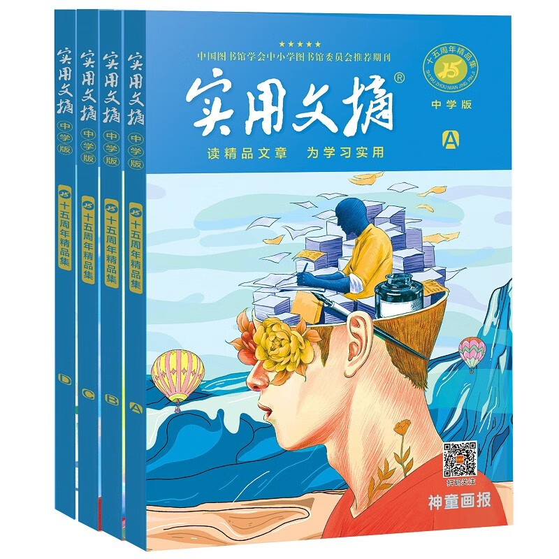 中学版实用文摘ABCD全4册十五周年精品集阅读中小学图书馆委员会推荐期刊