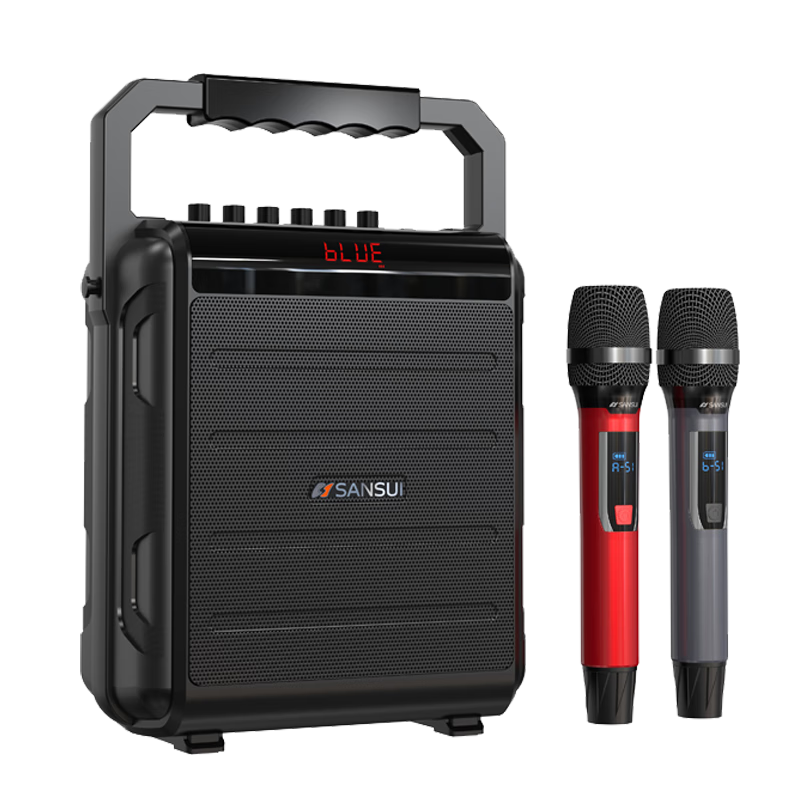 山水（SANSUI） 便攜式手提k歌音響移動(dòng)帶戶外大功率一體KTV廣場(chǎng)舞音響小型直播音箱卡拉OK雙無線話筒 【立體音效果+雙話筒+聲卡音效】