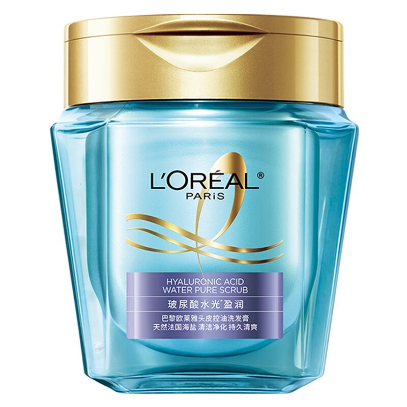 欧莱雅(loreal)玻尿酸海盐洗头膏300g磨砂膏清爽头皮清洁控油洗发水