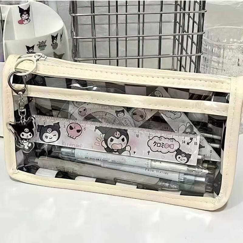 礼兴裔高颜值棋盘格笔袋大容量简约透明文具袋学生小众铅笔盒 【笔袋】