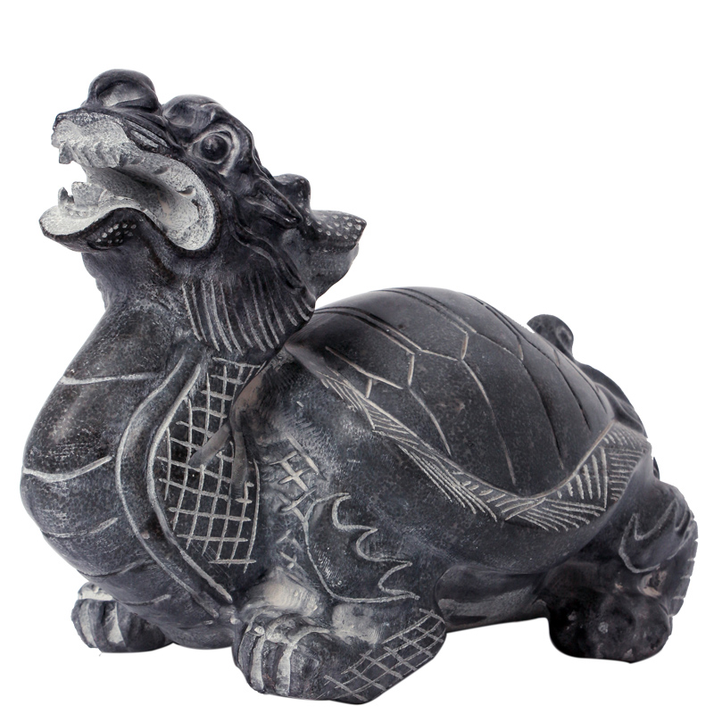 辉客映上石雕龙龟霸下龙头龟赑屃石头青石雕刻摆件茶楼茶宠石龙龟 长