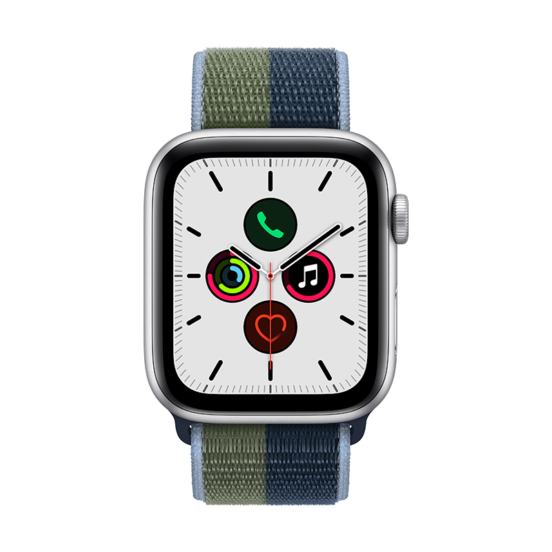 applewatchse智能手表gps蜂窝款44毫米银色铝金属表壳深邃蓝配苔绿色
