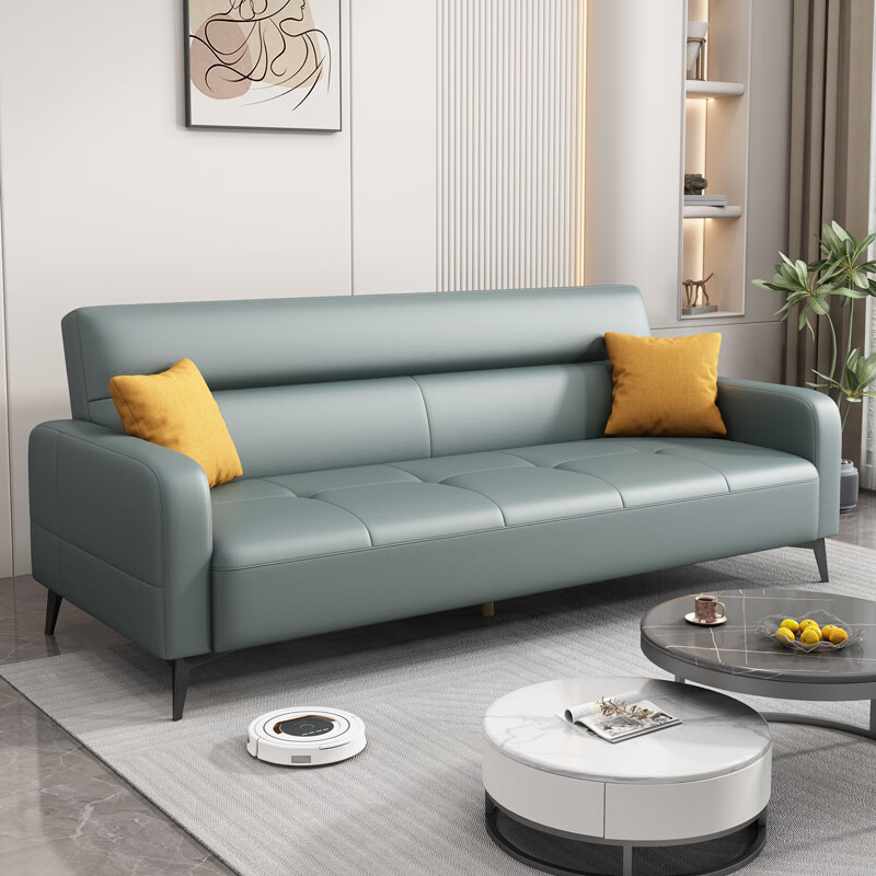 云弘亿艺沙发床折叠新款弹簧科技布防刮猫爪皮双三四人位卧室客厅小户型 13号青蓝色（免洗科技布）弹簧款 四人位 (长2.1m*1.1m)乳胶+抱枕