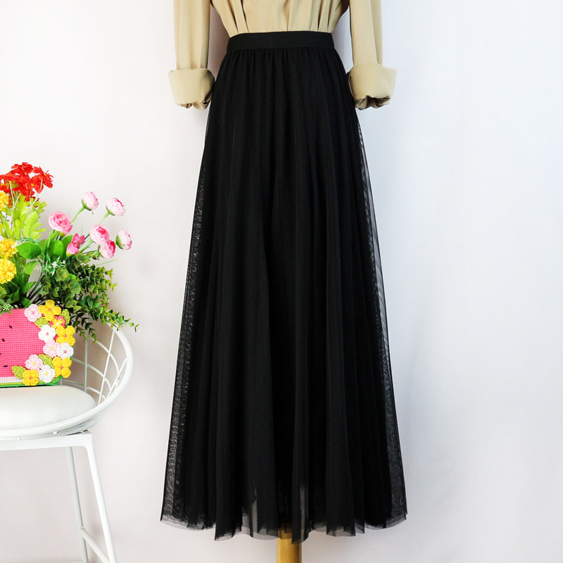 半截裙春秋下半身裙子夏天网纱纱裙沙沙裙中长款女大摆a字蓬蓬裙外搭