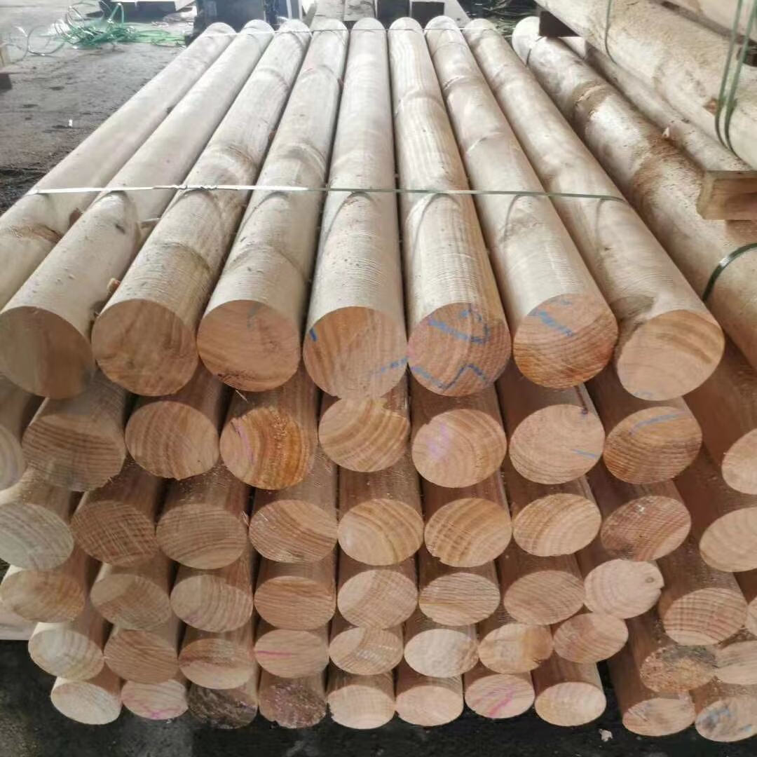 梓萤岔定制适用实木圆柱松木防腐碳化原木立柱方柱房梁横梁寺庙古建木