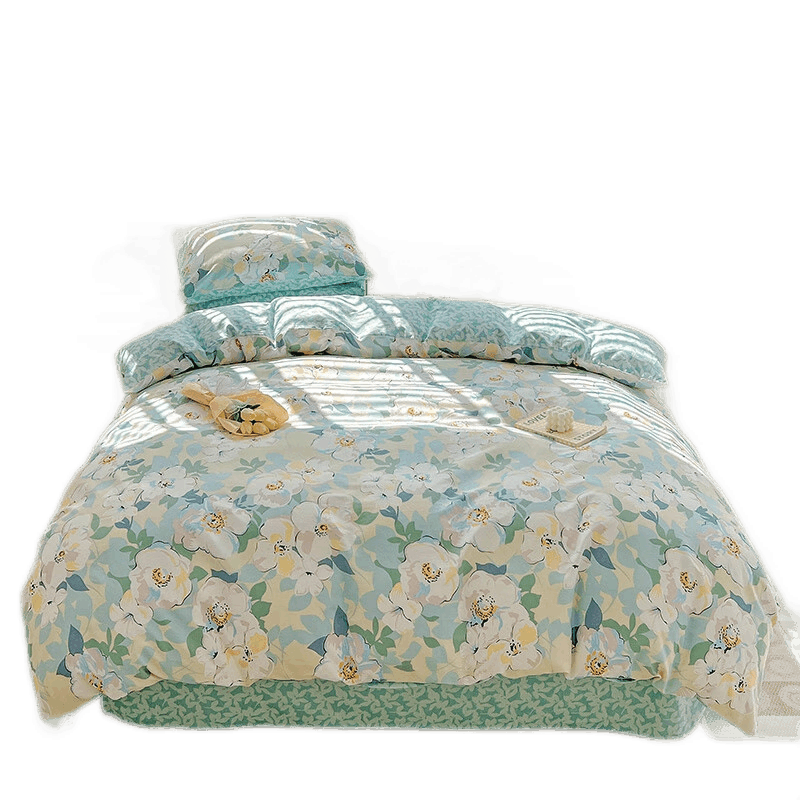 猫人床上四件套纯棉夏季单人全全棉裸睡床单被套学生宿舍1.5/1.8米