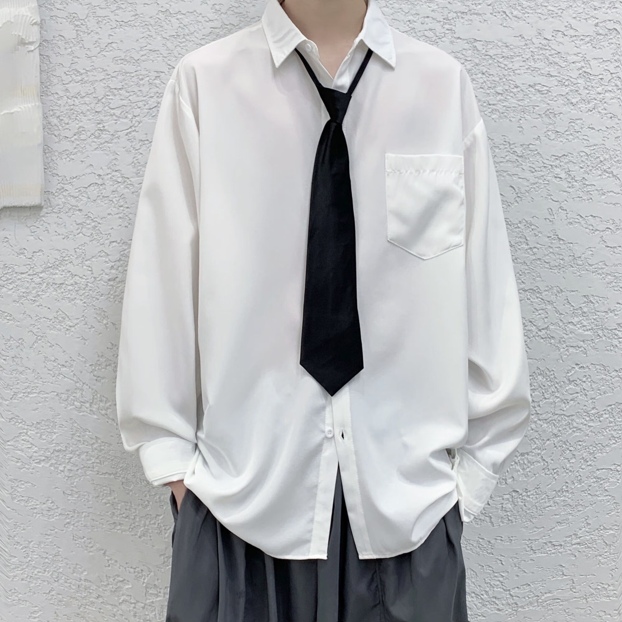 锦竞结婚证件照衣服高级感白衬衫男春秋季港风日系长袖jk衬衣情侣学院