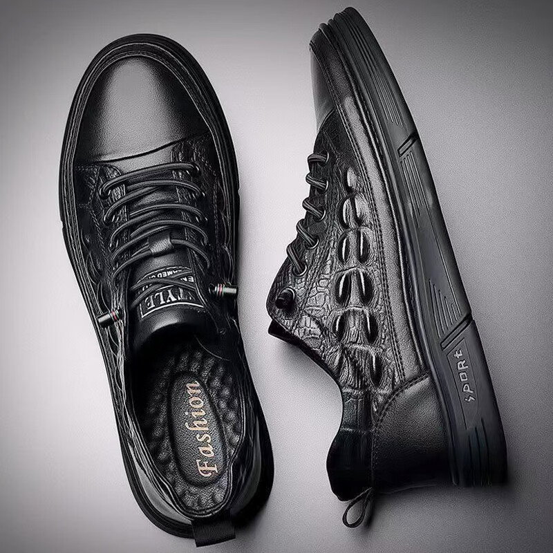 康奈品牌断码男鞋厚底增高休闲皮鞋男春季防滑黑色商务正装一脚蹬工作