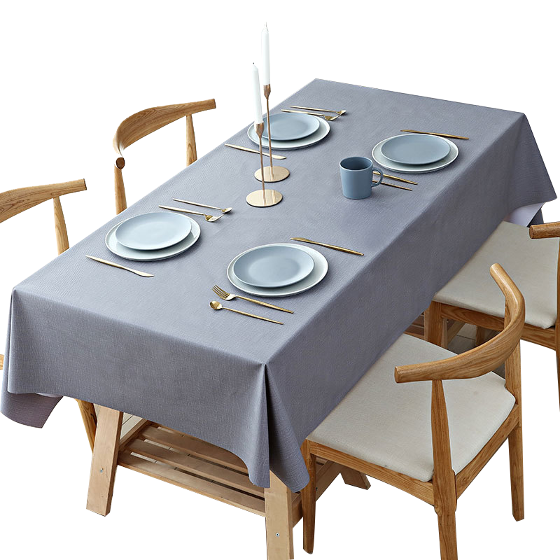艾薇茶几桌布防水防油餐桌布长方形台布纯色pvc桌垫餐垫90*140灰色