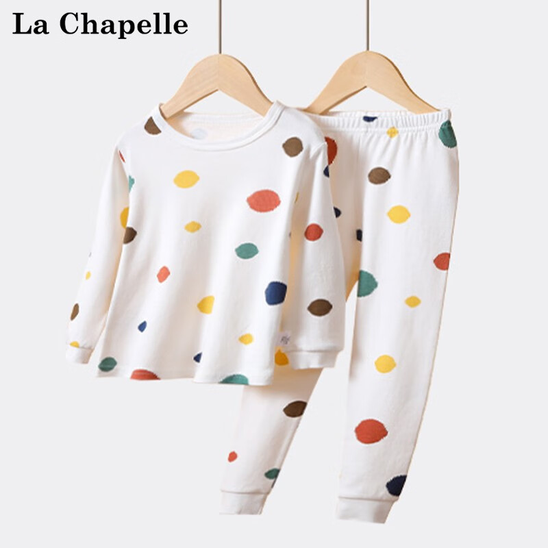 LA CHAPELLE MINI拉夏贝尔儿童秋衣秋裤套装女童睡衣宝宝中小童男童家居服两件套装 【纯棉家居服】彩色圆点 120怎么看?