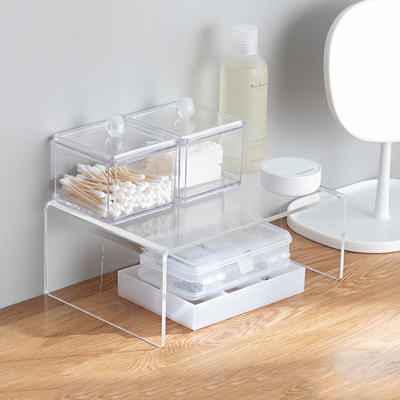 家の物語（KATEI STORY）日本亞克力U形置物架桌面增高分層架廚房隔層柜架子收納鞋隔板 透明普通款（26*17.5*10cm）