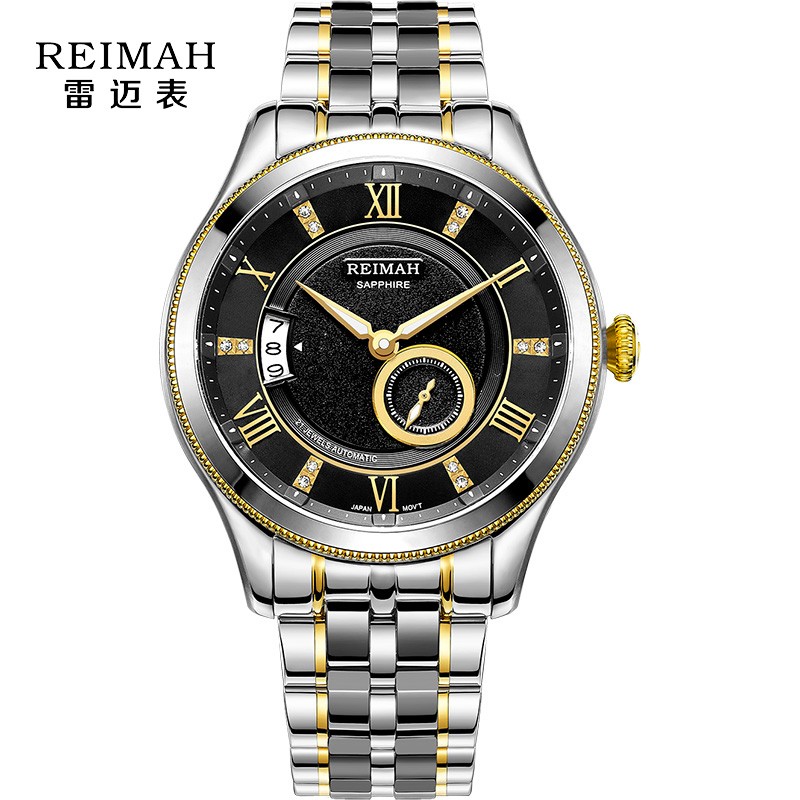 雷迈表(reimah)手表休闲商务间钨钢带全自动机械腕表男士腕表男表8066