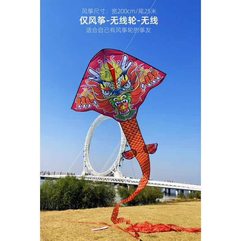 好沐音(haomuyin)大风筝 大型龙 中国风大威龙长尾风筝大人专用大型
