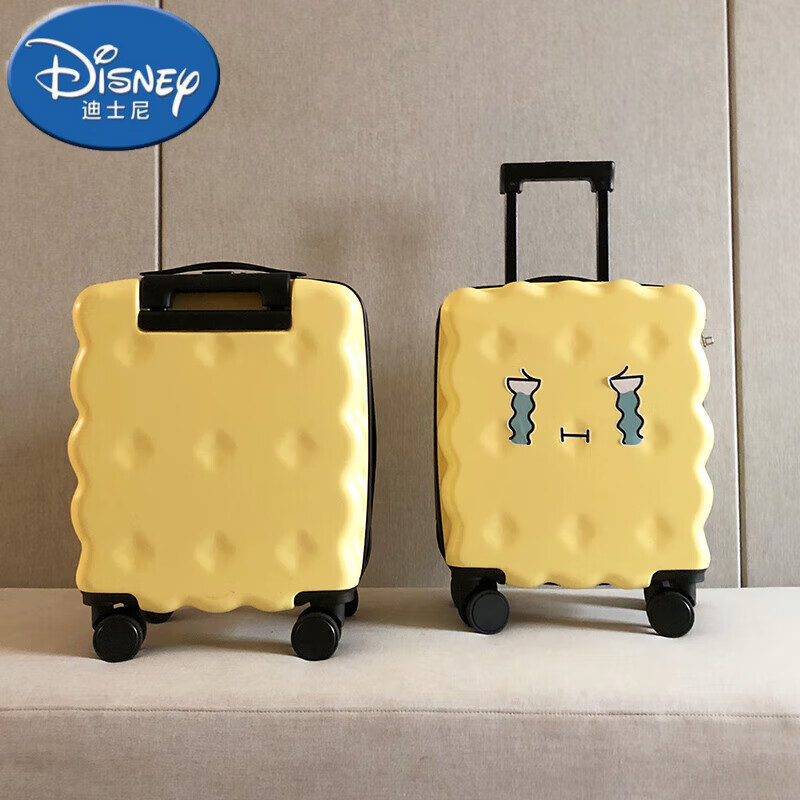 迪士尼（Disney）餅干行李登機(jī)箱女小型號(hào)輕便兒童拉桿箱可愛(ài)日系旅行密碼箱子學(xué)生 奶酪黃 20寸