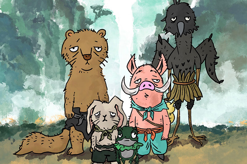 妙普乐中国奇谭动漫海报小妖怪的夏天动画电影墙贴纸浪浪猪壁纸装饰画