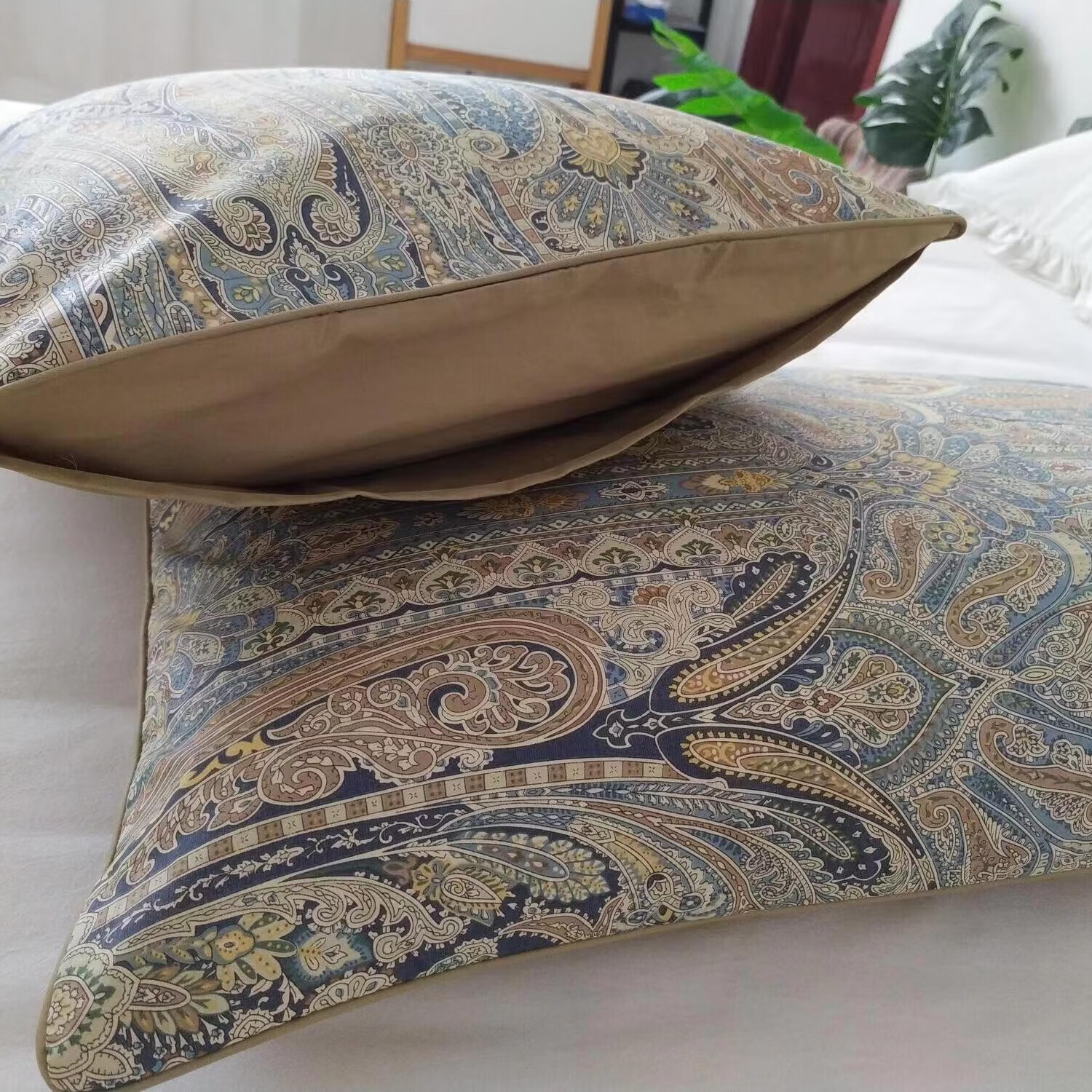 柳庭 家纺 全棉60支贡缎枕套 纯棉枕头套一对装 宫廷 48x74cm