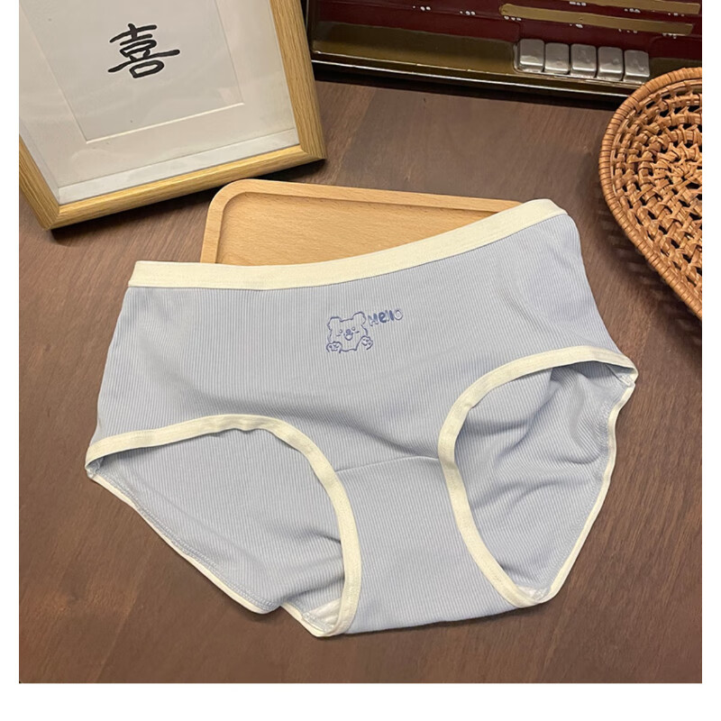 内裤女士透气全棉裆中腰甜美日系纯欲少女三角裤 蓝色 xl-xxl码(110