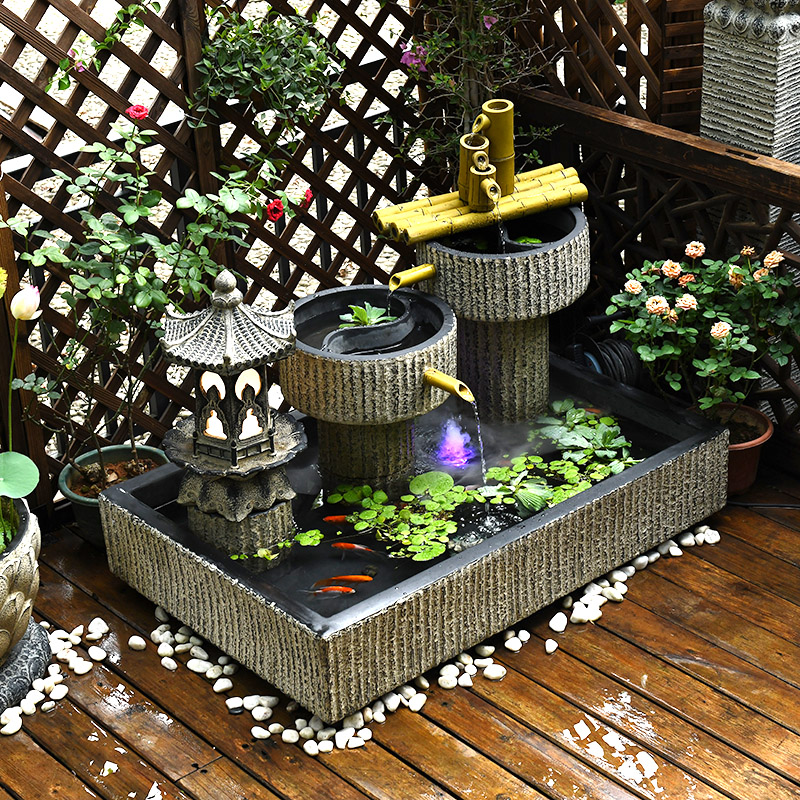 临宝得乐庭院池塘假山流水鱼池造景摆件天台景观阳台水系花园布置室外