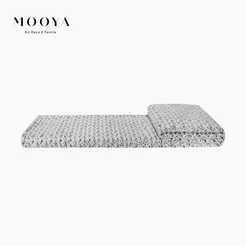 MOOYA ART DECO X TEXTILE现代灰色植绒极光玫瑰轻奢搭毯/样板间客厅沙发毯卧室床尾毯 葭灰T098 75X240cm