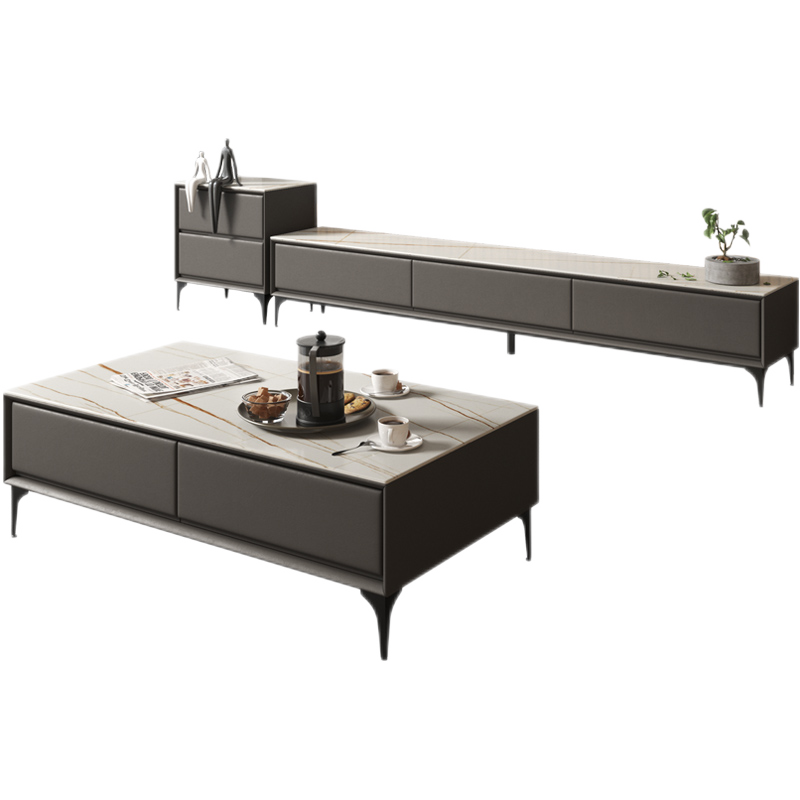 【七夕礼遇季】简奢表情 北欧岩板茶几电视柜组合现代极简约轻奢客厅小户型意式墙地柜 茶几[下单备注柜体颜色和岩板颜色] 七天无理由退换货