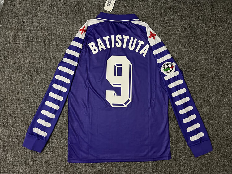 漾步佛罗伦萨9899主场短长袖复古球衣意甲版9号巴蒂斯图塔足球服定制