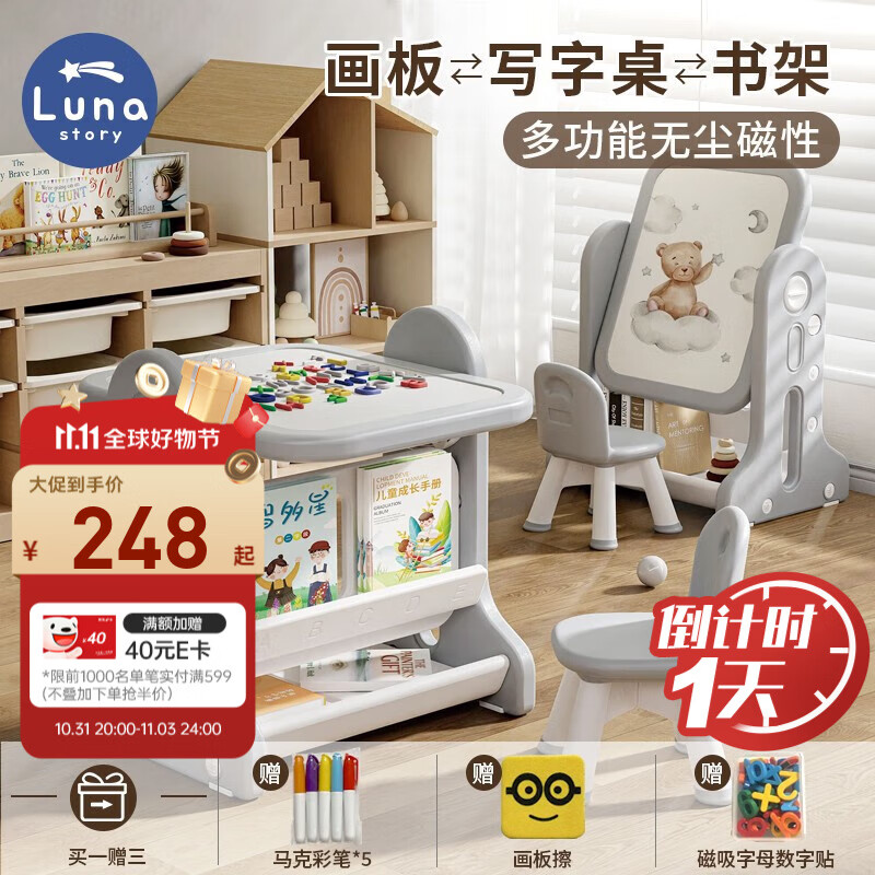 LUNASTORY儿童画板磁性画板可擦写多功能宝宝支架式磁吸画画板1-6岁绘画板 单独画板(带画笔)怎么样,好用不?