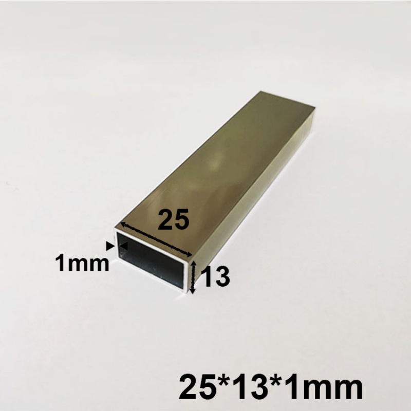 室外电泳铝合金型材金色口型隔断方管 25*13*1mm(6米) 电泳香槟金色