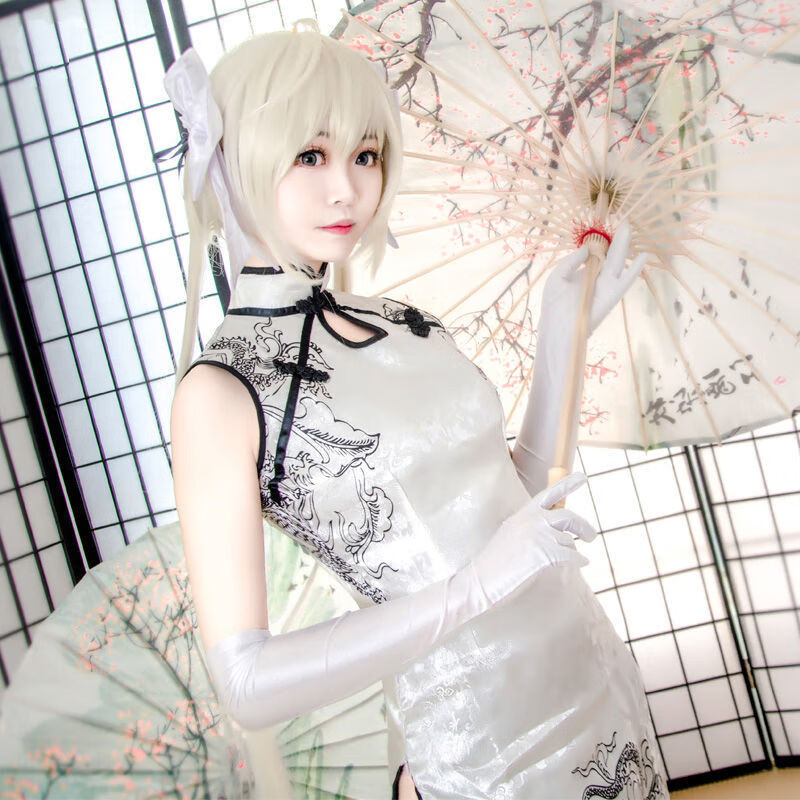 花乐集穹妹cos服缘之空春日野穹旗袍假发扇子cosplay全套御姐服装套装