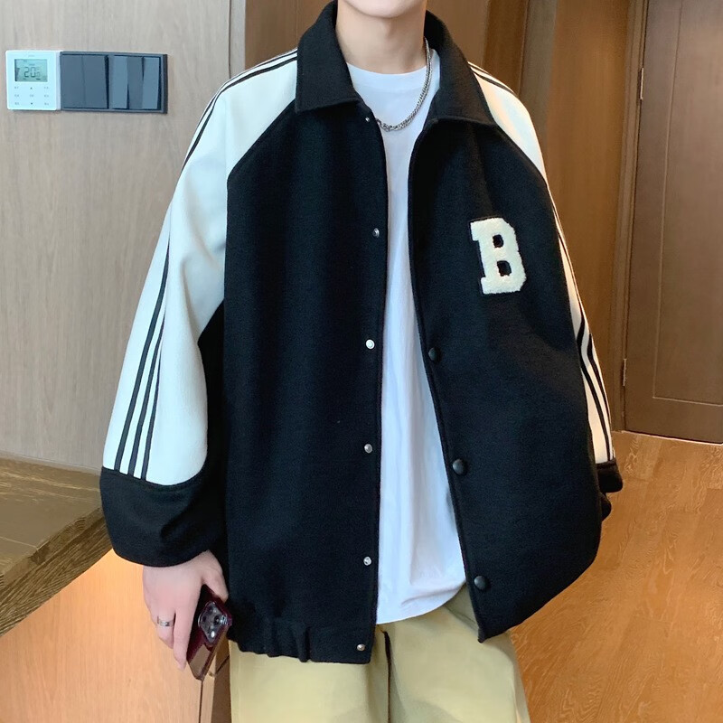 爵少 外套男春秋季宽松百搭衣服男学生韩版棒球服男青少年港风休闲