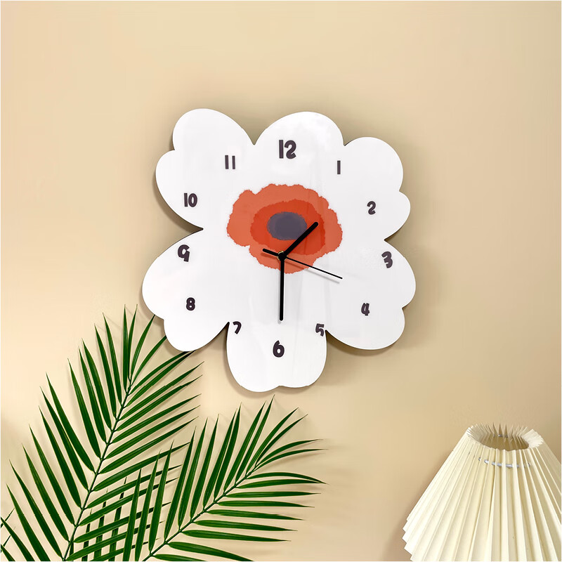 维诺亚卡通简约文艺范花朵静音装饰挂钟客厅花店美术工作室画室钟表