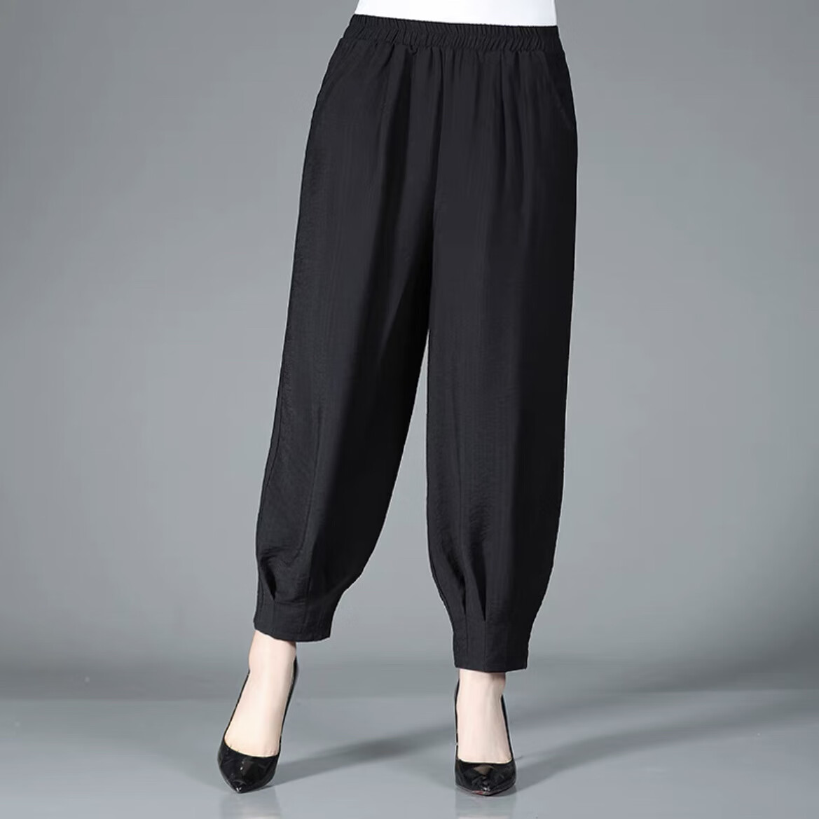 wait await夏天溥款罗卜裤特大码女士九分裤哈伦裤女夏季薄款棉麻休闲