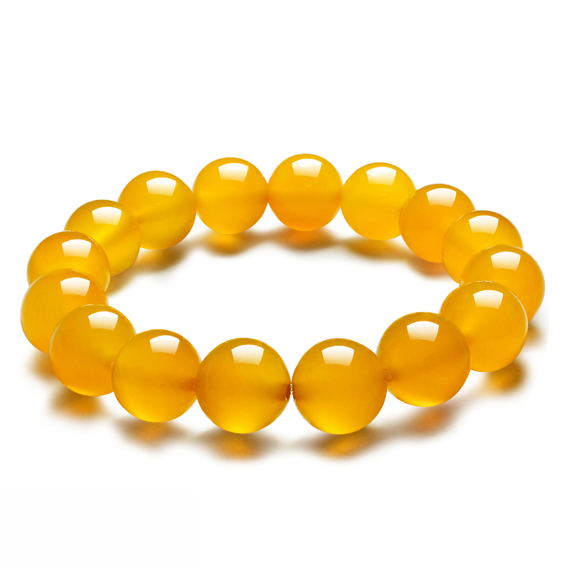 黄色天然玛瑙手链女水晶手串男情侣宝石佛珠黄玉髓单圈手串 黄玛瑙6mm