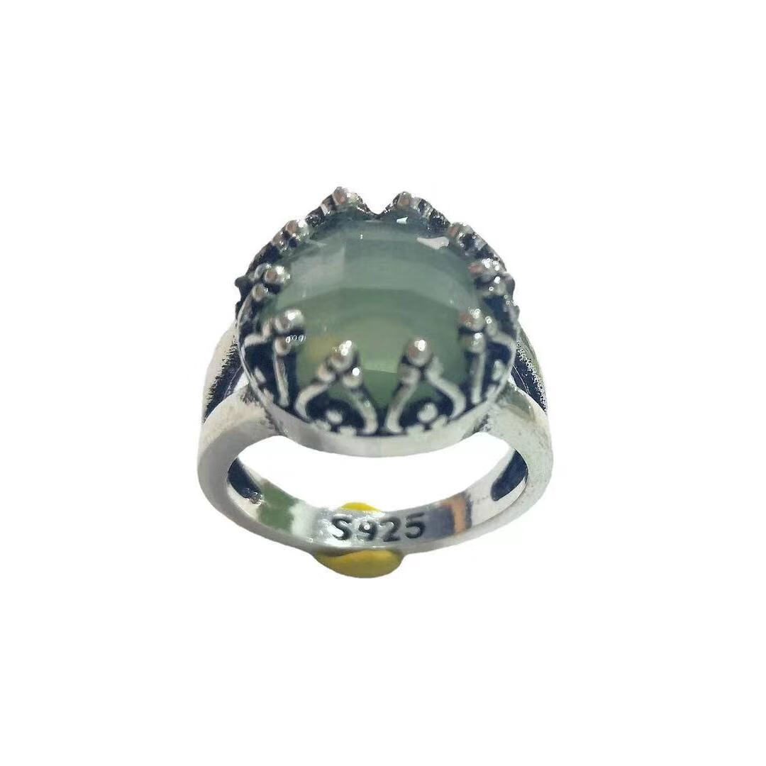 裴姣 日韩复古圆形绿宝石戒指韩版指环女戒指 流行精美手饰品 b1l6-26