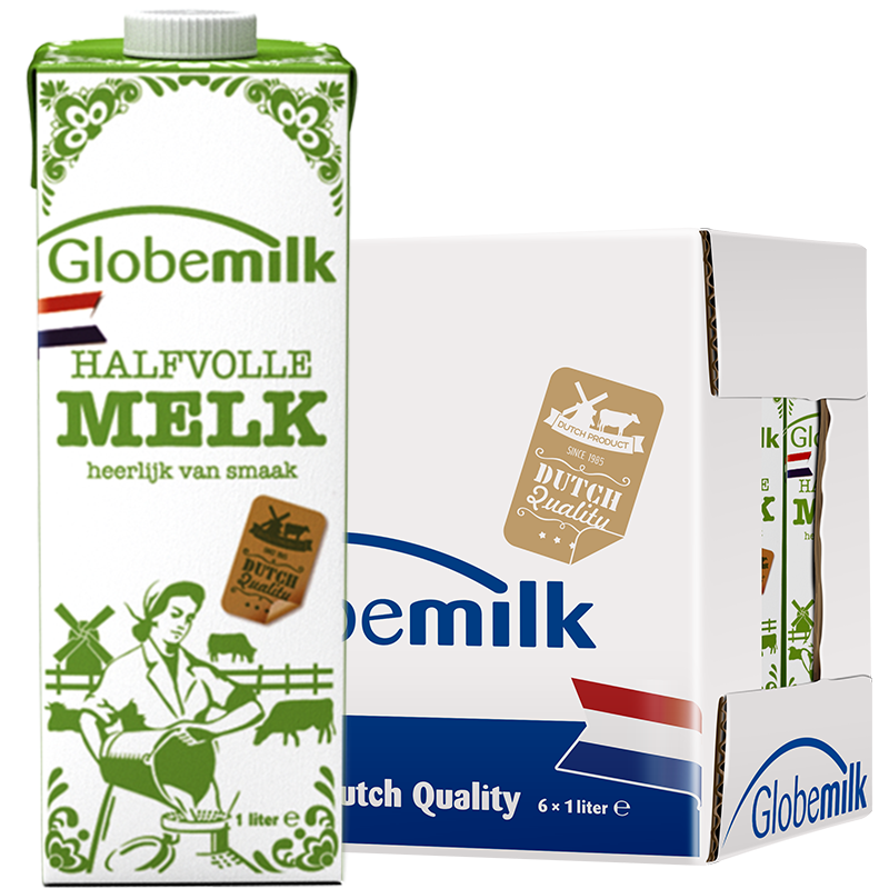 Globemilk 荷高 部分脱脂纯牛奶 1L*6盒