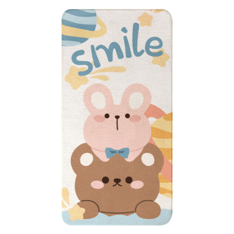 京东居家优选 丝轩 卧室地毯客厅床边毯仿羊羔绒飘窗垫儿童房简约脚垫  微笑星球80x160cm