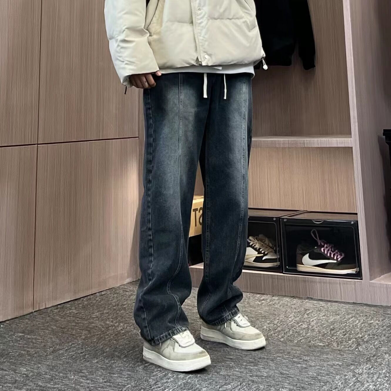 tdnzsel15-20岁男孩穿时尚百搭牛仔裤美式高街牛仔裤男款春秋季男生