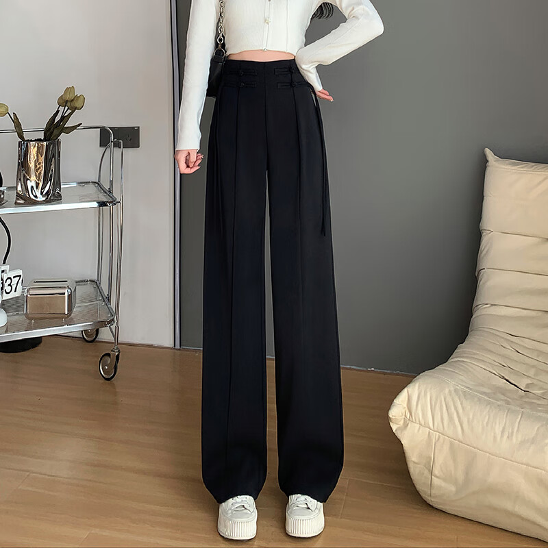 绣昭阁品牌阔腿裤子女士装春秋季2024年新款宽松垂感直筒拖地休闲裤y