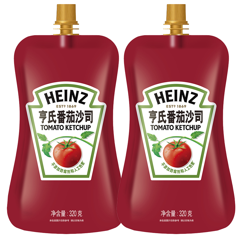Heinz 亨氏 番茄酱 袋装番茄沙司 意大利面薯条酱 320g*2袋