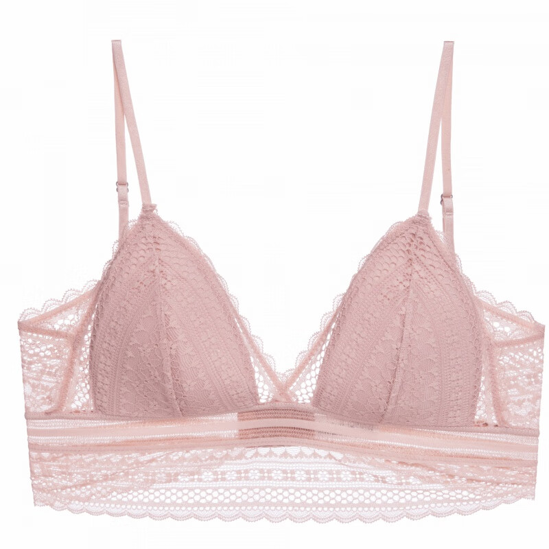 戴丽格大露背蕾丝内衣套装无钢圈薄款型美背隐形文胸单件文胸 粉色 s
