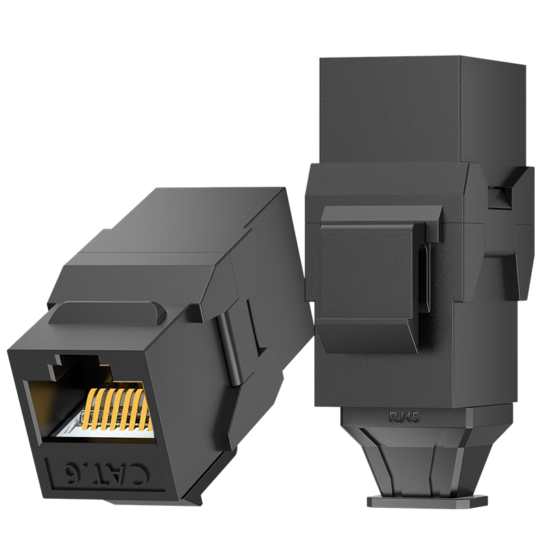 安普康（AMPCOM）網(wǎng)絡(luò)面板 六類雙口千兆CAT6類網(wǎng)線延長(zhǎng)器直通免打電話模塊 86型RJ45水晶頭RJ11對(duì)接頭黑AC632TBK