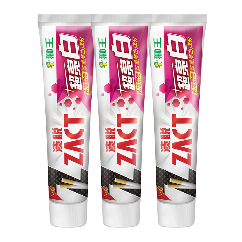 狮王（Lion）ZACT渍脱多效超亮白牙膏祛除茶渍 亮白牙齿 清新口气  超亮白牙膏150g*3