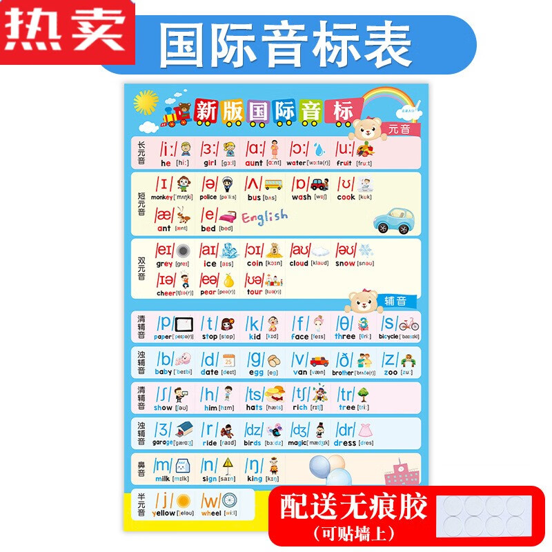 版48个英语英文音标有声挂图卡片小学生单词学习教具 音标表