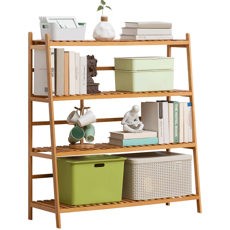 木马人 现代简约简易厨房置物架室内家用微波炉储物落地多层进门玄关角柜客厅展示架转角收纳层架打印机架 绿色款-四层70长【加粗加固】